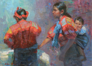 oil painting on canvas Mercado de Santiago Chimaltenango by William Kalwick Jr.