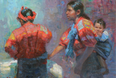 oil painting on canvas Mercado de Santiago Chimaltenango by William Kalwick Jr.